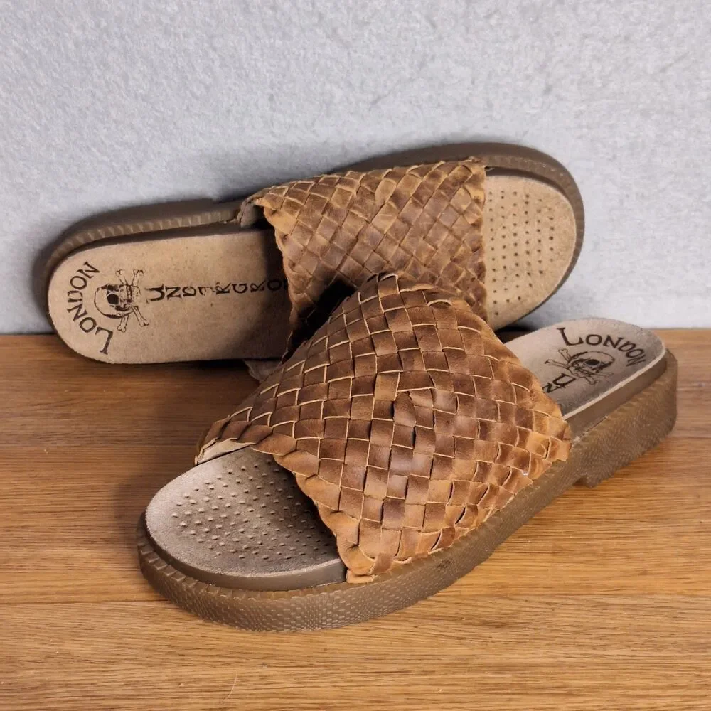 London Underground Vintage 90s Men’s UK 8 8.5 Wood Platform Sandals FLAW